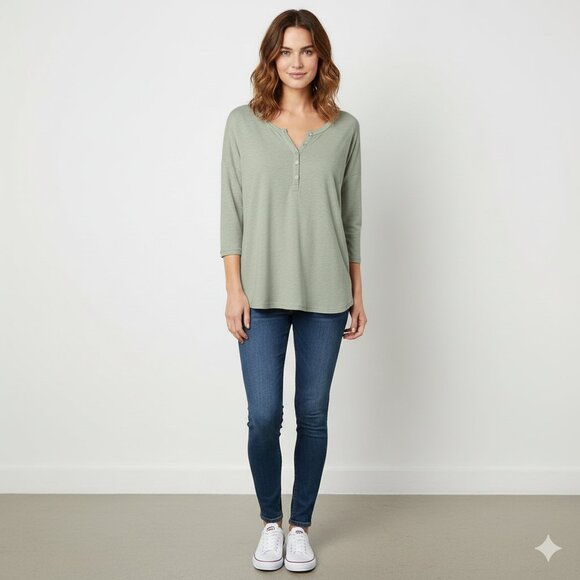 Aritzia Wilfred Top T-shirt Sage Green Burnout Heathered Casual Basic Size XS - Picture 3 of 15